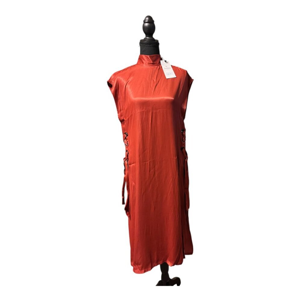 Zara Terracotta Mock Neck Open Side Tunic Top (NWT)